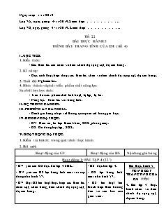 Giáo án Tin học Lớp 7 - Tiết 22, Bài thực hành 5: Chỉnh sửa trang tính của em (Tiết 4) - Năm học 2019-2020