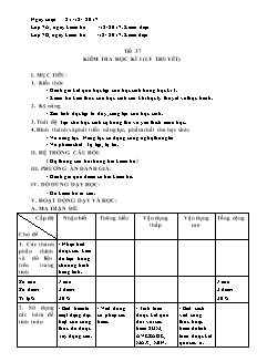 Giáo án Tin học Lớp 7 - Tiết 37: Kiểm tra học kì I (Lý thuyết) - Năm học 2017-2018