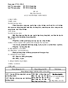 Giáo án Tin học Lớp 7 - Tiết 49, Bài thực hành 8: Ai là người giỏi nhất - Năm học 2017-2018
