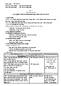 Giáo án Tin học Lớp 7 - Tiết 7, Bài thực hành 2: Làm quen với các kiểu dữ liệu trên trang tính - Năm học 2018-2019