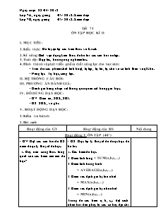 Giáo án Tin học Lớp 7 - Tiết 71: Ôn tập học kì II - Năm học 2017-2018