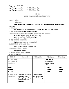 Giáo án Tin học Lớp 7 - Tiết 73: Kiểm tra học kì II (Lý thuyết) - Năm học 2017-2018