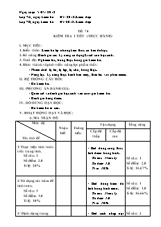 Giáo án Tin học Lớp 7 - Tiết 74: Kiểm tra 1 tiết (Thực hành) - Năm học 2017-2018