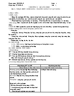 Giáo án Vật lý Lớp 7 - Chương trình học kì I - Năm học 2018-2019