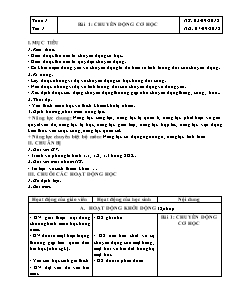 Giáo án Vật lý Lớp 8 - Chương trình học kì I - Năm học 2018-2019