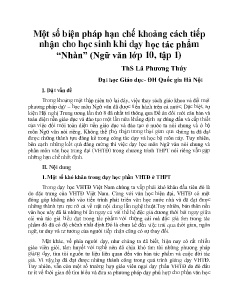 Một số biện pháp hạn chế khoảng cách tiếp nhận cho học sinh khi dạy học tác phẩm “Nhàn” (Ngữ Văn Lớp 10, Tập 1)