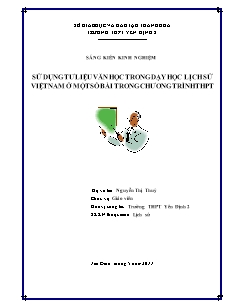 SKKN Sử dụng tư liệu văn học trong dạy học Lịch sử Việt Nam ở một số bài trong chương trình THPT