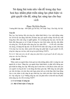 Sử dụng bài toán nêu vấn đề trong dạy học Hoá học nhằm phát triển năng lực phát hiện và giải quyết vấn đề, năng lực sáng tạo cho học sinh