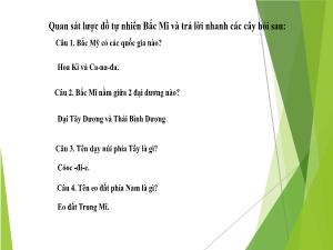 Bài giảng Địa lý 7 - Bài 14: Đặc điểm tự nhiên Bắc Mĩ