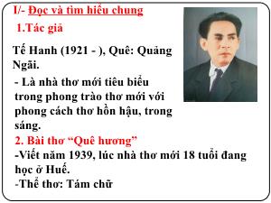 Bài giảng Ngữ văn 8 - Bài thơ: Quê hương
