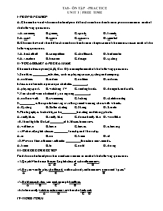 Đề ôn tập Tiếng Anh 8 - Bài 1: Free time