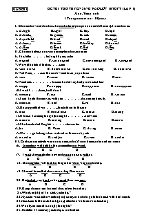 Đề thi thử tuyển sinh vào lớp 10 THPT lần 1 môn Tiếng Anh - Mã đề 1+2 (Có đáp án)