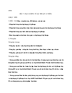 Giáo án Đại số 7 - Bài 7: Đại lượng tỉ lệ thuận (3 tiết) - Năm học 2022-2023 - Phan Thị Thanh (Cánh diều)