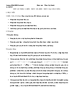 Giáo án Đại số 7 - Tiết 68-70, Bài 1: Biểu thức số. Biểu thức đại số (3 tiết) - Năm học 2022-2023 - Phan Thị Thanh (Cánh diều)