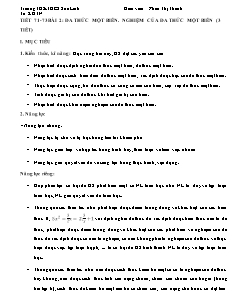 Giáo án Đại số 7 - Tiết 71-73, Bài 2: Đa thức một biến. Nghiệm của đa thức một biến (3 tiết) - Năm học 2022-2023 - Phan Thị Thanh (Cánh diều)