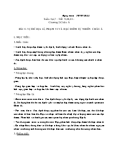 Giáo án Địa lí 7 - Chương 2, Bài 5: Vị trí địa lí, phạm vi và đặc điểm tự nhiên châu Á - Năm học 2022-2023 - Lê Hương Ly (Cánh diều)