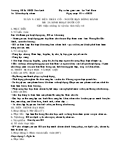 Giáo án HĐTN Hướng nghiệp 7 - Tuần 9, Chủ đề 3: Thầy cô - Người bạn đồng hành - Năm học 2022-2023 - Lê Viết Hoài