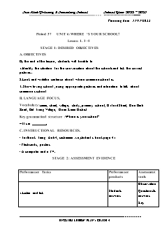 Giáo án Tiếng Anh 4 - Tuần 10, Bài 6: Where's your school? - Năm học 2022-2023 - Trần Thị Thanh Huyền