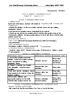 Giáo án Tiếng Anh 4 - Tuần 27, Bài 15: When's children's day? - Năm học 2022-2023 - Trần Thị Thanh Huyền