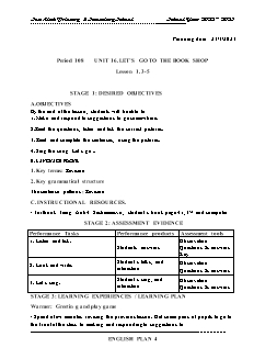 Giáo án Tiếng Anh 4 - Tuần 29, Bài 16: Let's go to the book shop - Năm học 2022-2023 - Trần Thị Thanh Huyền