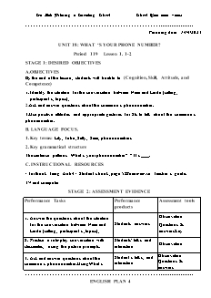 Giáo án Tiếng Anh 4 - Tuần 32, Bài 18: What's your phone number? - Năm học 2022-2023 - Trần Thị Thanh Huyền