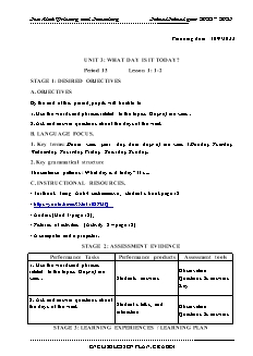 Giáo án Tiếng Anh 4 - Tuần 4, Bài 3: What day is it today? - Năm học 2022-2023 - Trần Thị Thanh Huyền