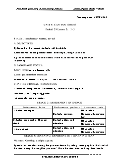 Giáo án Tiếng Anh 4 - Tuần 8, Bài 5: Can you swim? - Năm học 2022-2023 - Trần Thị Thanh Huyền