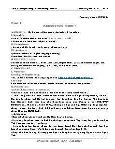 Giáo án Tiếng Anh 7 - Tuần 1, Bài 1: Free time - Năm học 2022-2023 - Trần Thị Thanh Huyền (i-Learn Smart World)