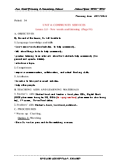 Giáo án Tiếng Anh 7 - Tuần 12, Bài 4: Community services - Năm học 2022-2023 - Trần Thị Thanh Huyền (i-Learn Smart World)