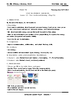 Giáo án Tiếng Anh 7 - Tuần 34, Bài 10: Energy sources - Năm học 2022-2023 - Trần Thị Thanh Huyền (i-Learn Smart World)