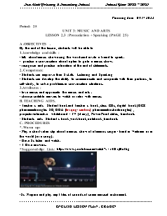 Giáo án Tiếng Anh 7 - Tuần 9, Bài 3: Music and art - Năm học 2022-2023 - Trần Thị Thanh Huyền (i-Learn Smart World)