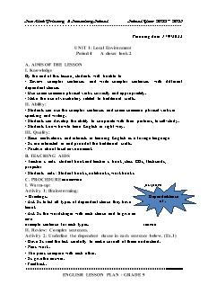 Giáo án Tiếng Anh 9 - Tuần 2, Bài 1: Local environment - Năm học 2022-2023 - Trần Thị Thanh Huyền