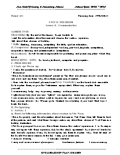 Giáo án Tiếng Anh 9 - Tuần 24, Bài 8: Tourism - Năm học 2022-2023 - Trần Thị Thanh Huyền