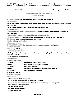 Giáo án Tiếng Anh 9 - Tuần 27, Bài 9: English in the world - Năm học 2022-2023 - Trần Thị Thanh Huyền