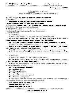 Giáo án Tiếng Anh 9 - Tuần 31, Bài 10: Space travel - Năm học 2022-2023 - Trần Thị Thanh Huyền