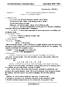 Giáo án Tiếng Anh 9 - Tuần 32, Bài 11: Changing roles in society - Năm học 2022-2023 - Trần Thị Thanh Huyền