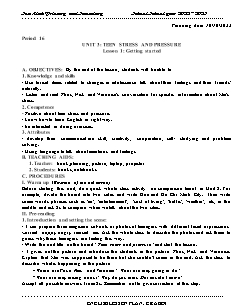 Giáo án Tiếng Anh 9 - Tuần 6, Bài 3: Teen stress and pressure - Năm học 2022-2023 - Trần Thị Thanh Huyền
