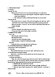 Giáo án Tin học 3 - Bài 15: Sắp xếp - Năm học 2022-2023 - Phan Thị Thanh