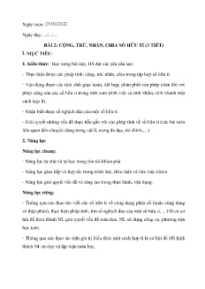 Giáo án Toán 7 - Bài 2: Cộng, trừ, nhân, chia số hữu tỉ (3 tiết) - Năm học 2022-2023 - Phạm Công Hoàng (Cánh diều)