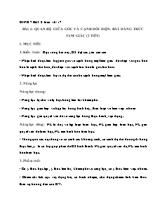 Giáo án Toán 7 - Bài 2: Quan hệ giữa góc và cạnh đối diện. Bất đẳng thức (2 tiết) - Năm học 2022-2023 - Phan Thị Thanh (Cánh diều)