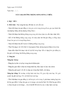 Giáo án Toán 7 - Bài 3: Hai đường thẳng song song (3 tiết) - Năm học 2022-2023 - Phạm Công Hoàng (Cánh diều)