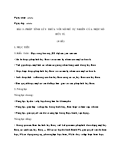 Giáo án Toán 7 - Bài 3: Phép tính lũy thừa với số mũ tự nhiên của một số hữu tỉ (4 tiết) - Năm học 2022-2023 - Phan Thị Thanh (Cánh diều)