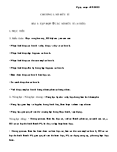 Giáo án Toán 7 - Chương I, Bài 1: Tập hợp Q các số hữu tỉ (4 tiết) - Năm học 2022-2023 - Phan Thị Thanh (Cánh diều)