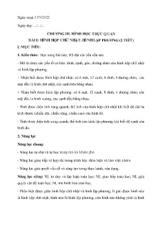 Giáo án Toán 7 - Chương III, Bài 1: Hình hộp chữ nhật. Hình lập phương (2 tiết) - Năm học 2022-2023 - Phạm Công Hoàng (Cánh diều)