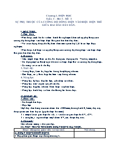 Giáo án Vật lí 9 - Chương I, Bài 1-4 - Năm học 2022-2023 - Phan Thị Thanh