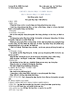 Kế hoạch bài dạy Công nghệ 6 - Chủ đề 3, Bài 9: Trang phục và thời trang - Năm học 2022-2023 - Lê Viết Hoài (Cánh diều)