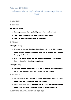 Kế hoạch bài dạy Khoa học tự nhiên 7 - Tiết 40+41, Bài 20: Thực hành về quang hợp ở cây xanh - Năm học 2022-2023 - Nguyễn Anh Tuấn