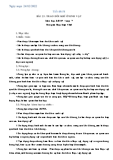 Kế hoạch bài dạy Khoa học tự nhiên 7 - Tuần 17, Tiết 48-51, Bài 23: Trao đổi khí ở sinh vật - Năm học 2022-2023 - Nguyễn Anh Tuấn (Cánh diều)