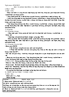Kế hoạch bài dạy Khoa học tự nhiên 7 - Tuần 31, Bài 31: Sinh trưởng và phát triển ở động vật - Năm học 2022-2023 - Nguyễn Anh Tuấn (Cánh diều)