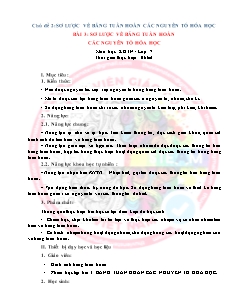 Kế hoạch bài dạy Khoa học tự nhiên 7 - Tuần 5, Bài 3: Sơ lược về bảng tuần hoàn các nguyên tố hóa học - Năm học 2022-2023 - Nguyễn Anh Tuấn (Cánh diều)